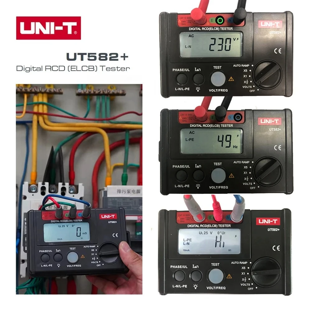 UNI-T  Digital RCD ELCB Tester AUTO RAMP Electric Circuit Breaker Finder Professional Leakage Protection Switch Tester UT582+