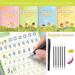 Montessori Writing Practice Book for Kids Learn Letters Numbers Calligraphy with Groove Magic Exercises Ideal Handwriting Skills