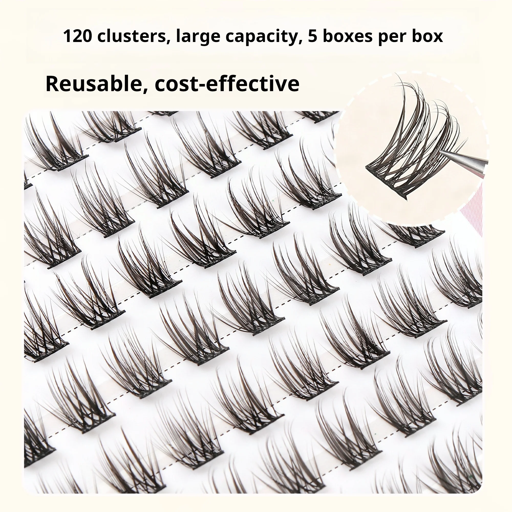 120 PCS DIY Cluster Eyelashes Extension Bundles 3D Natural Bunch Segmented False Lashes Individual Volume Mink Eyelash