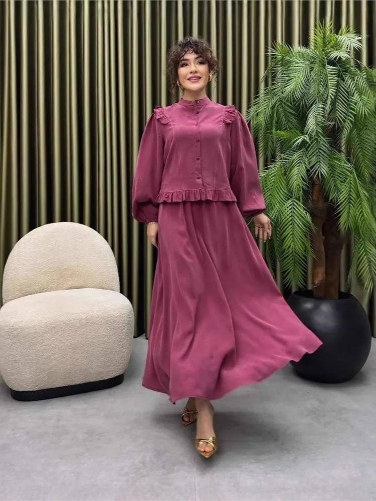 

Two Piece Set For Women 2025 Autumn Elegant Temperament Long Sleeved Top High Waist Casual Skirt Set Conjunto Dos Piezas Mujer