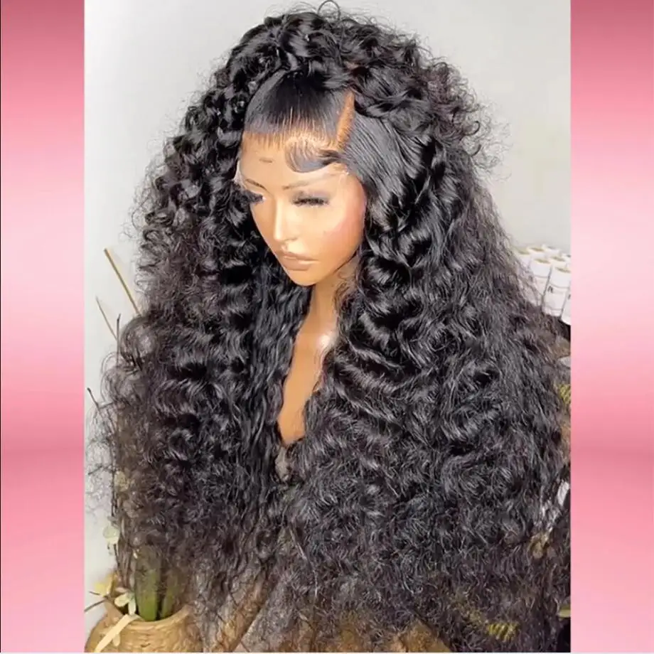 Natural Black Soft 26Inch Long 180Density Kinky Curly Lace Front Wig For Women BabyHair Heat Resistant Preplucked Daily Glueless