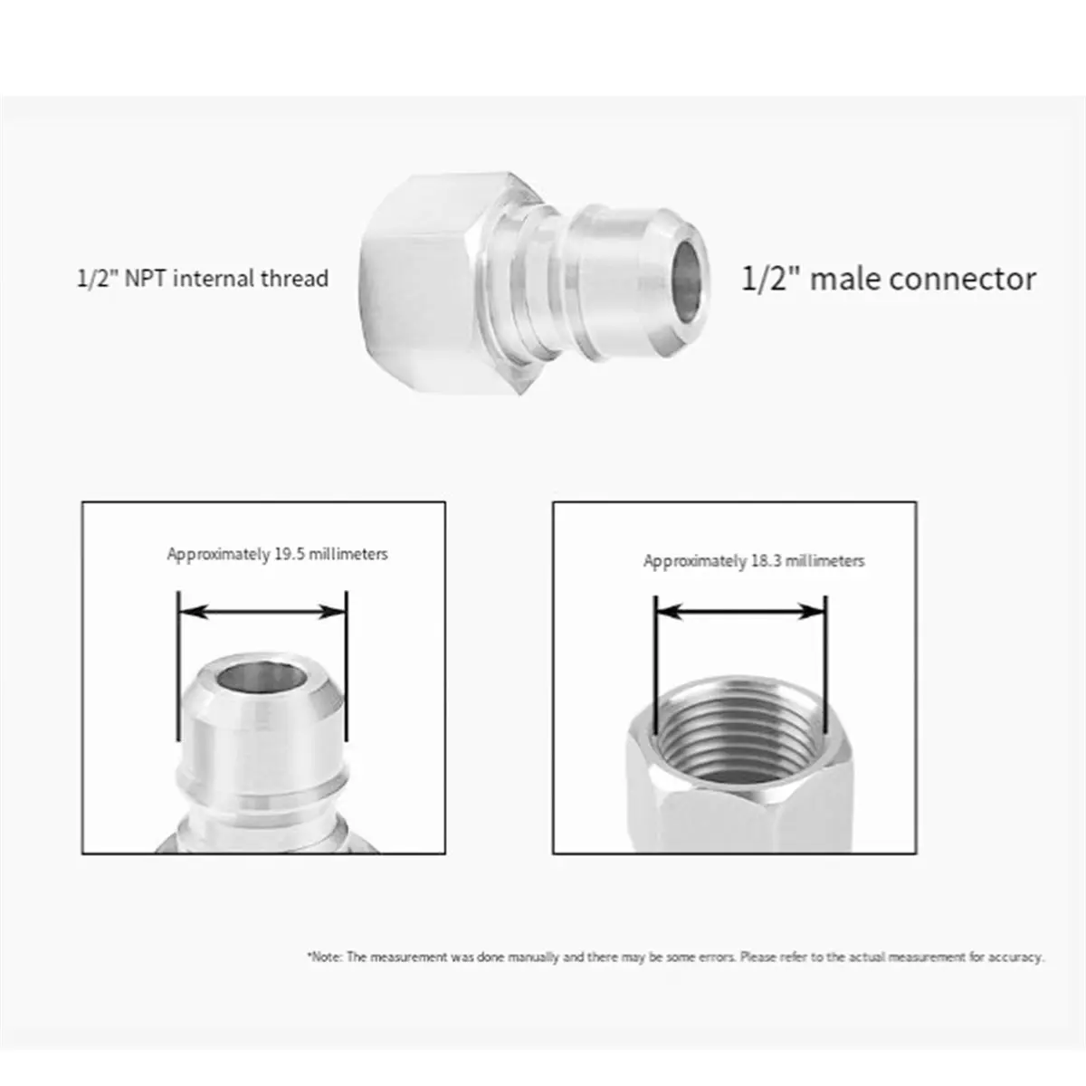 High-Pressure Water Quick Connector, Stainless Steel NPT4 to DN15 Adapter, Suitable for Garden Hoses, Car Washes