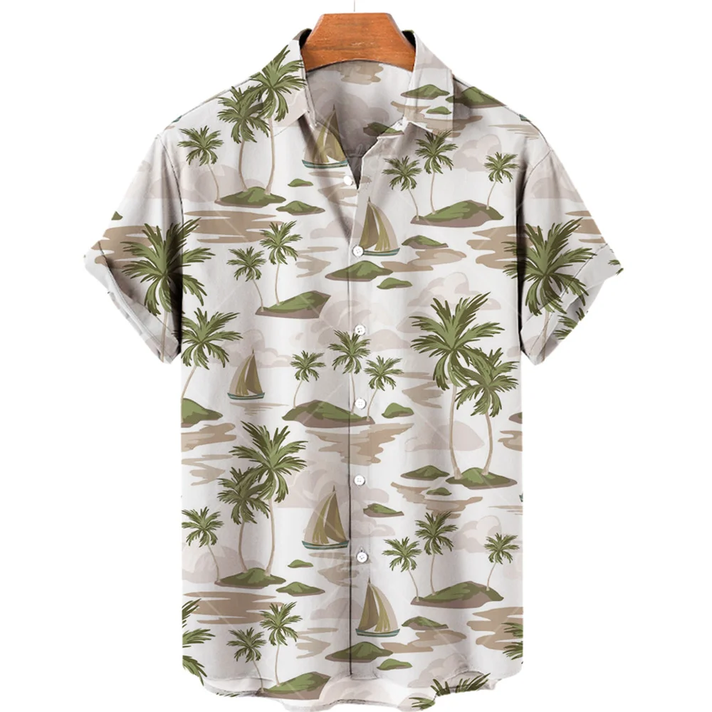 Harajuku Feather Hawaiian Men's Shirt Printed Short Sleeve Casual White Street Outdoor Leisure Beach Shirts Summer Men Clothing