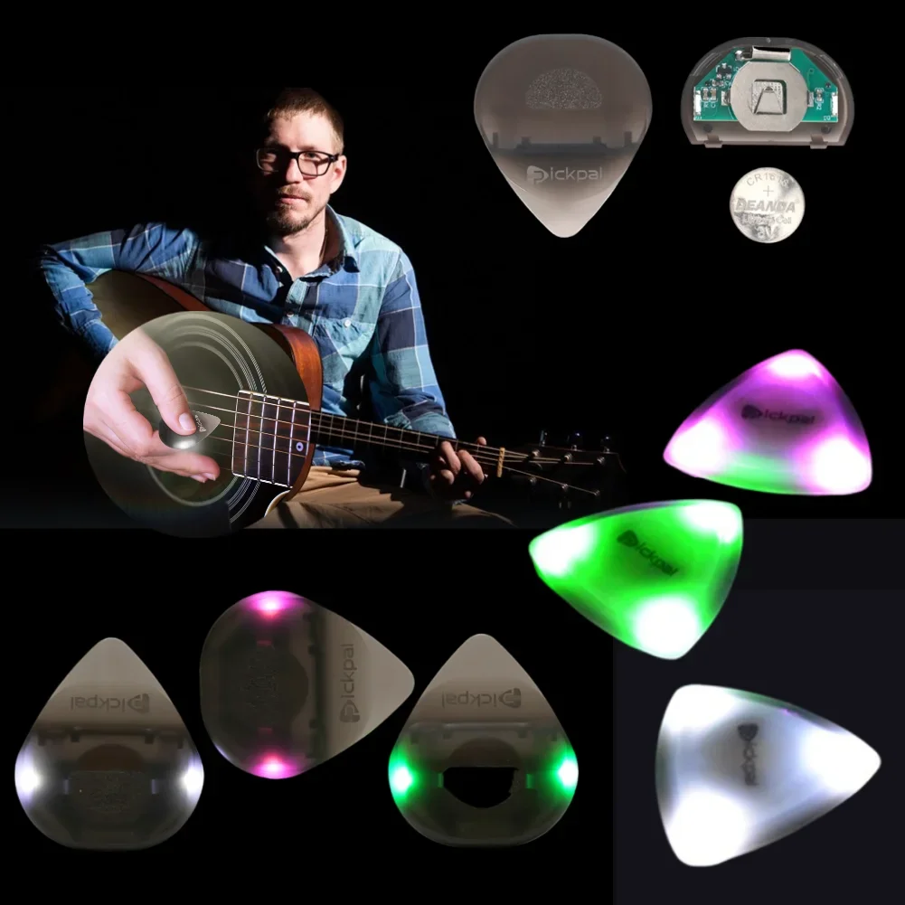 Guitar Touch Luminous Pick with High-Sensitivity LED Light Stringed Instrument Plectrum Non-Slip for Bass Electric Guitarists