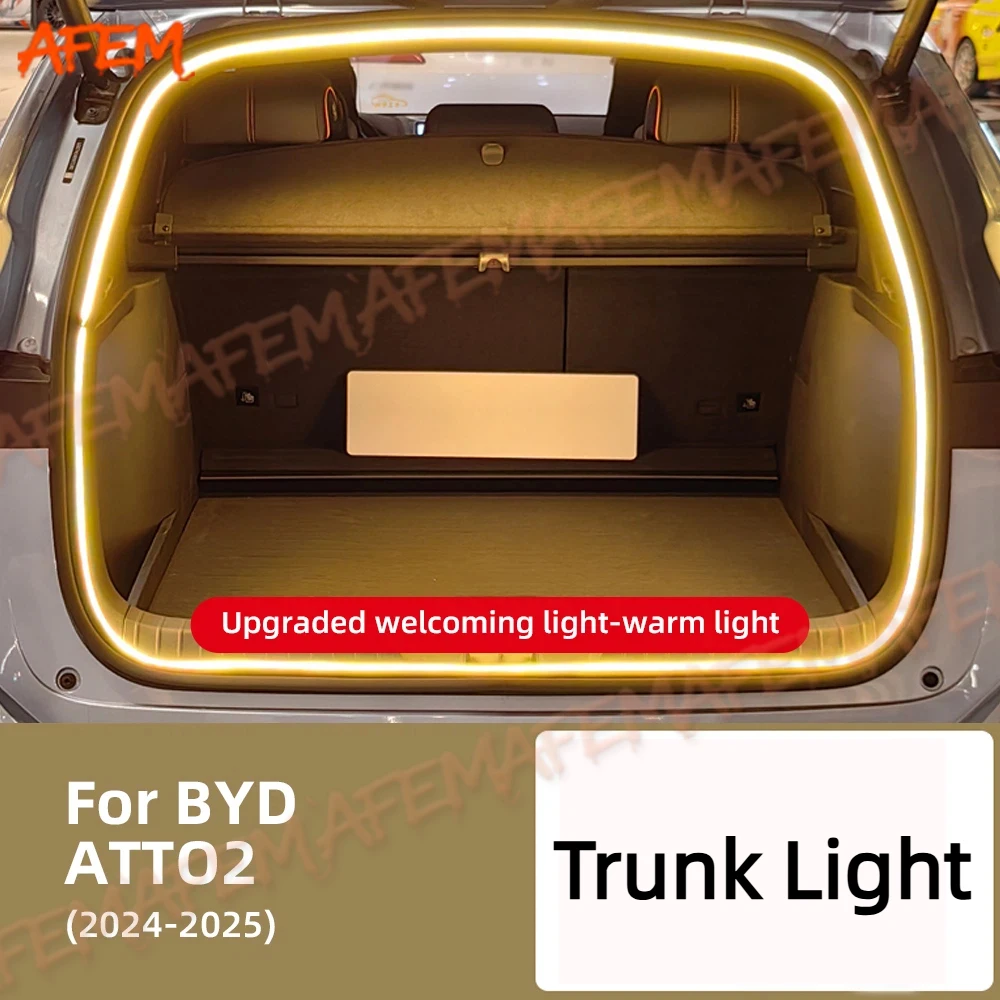 For BYD ATTO 2 2024 2025 Dynamic Flowing LED Trunk Light Strip 12V Ambient Lighting Decorative Back Door Lamp Trim
