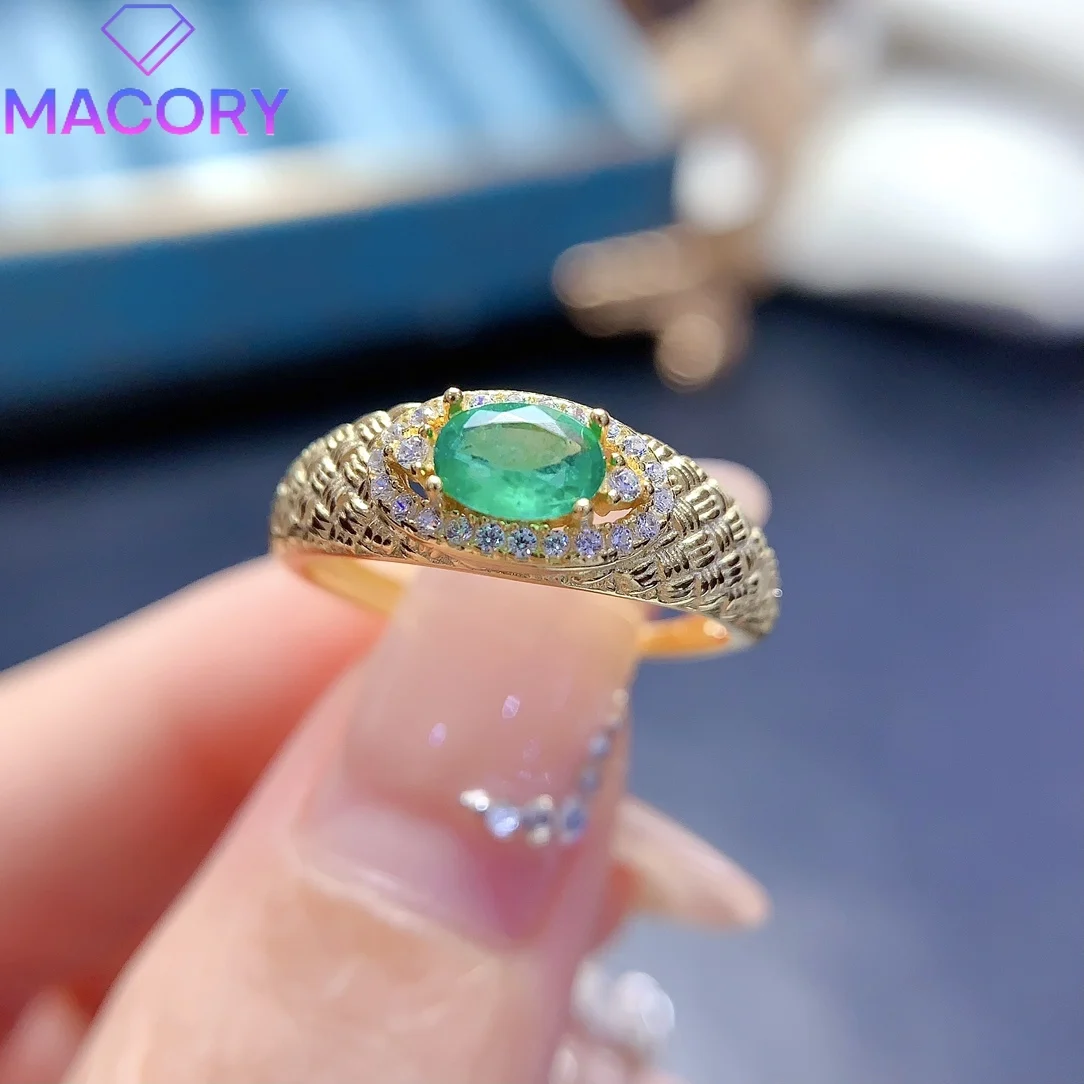 

Adjustable Emerald Ring Silver 925 women's luxury gemstone luxury brand replica to send free Valentine's Day exquisite
