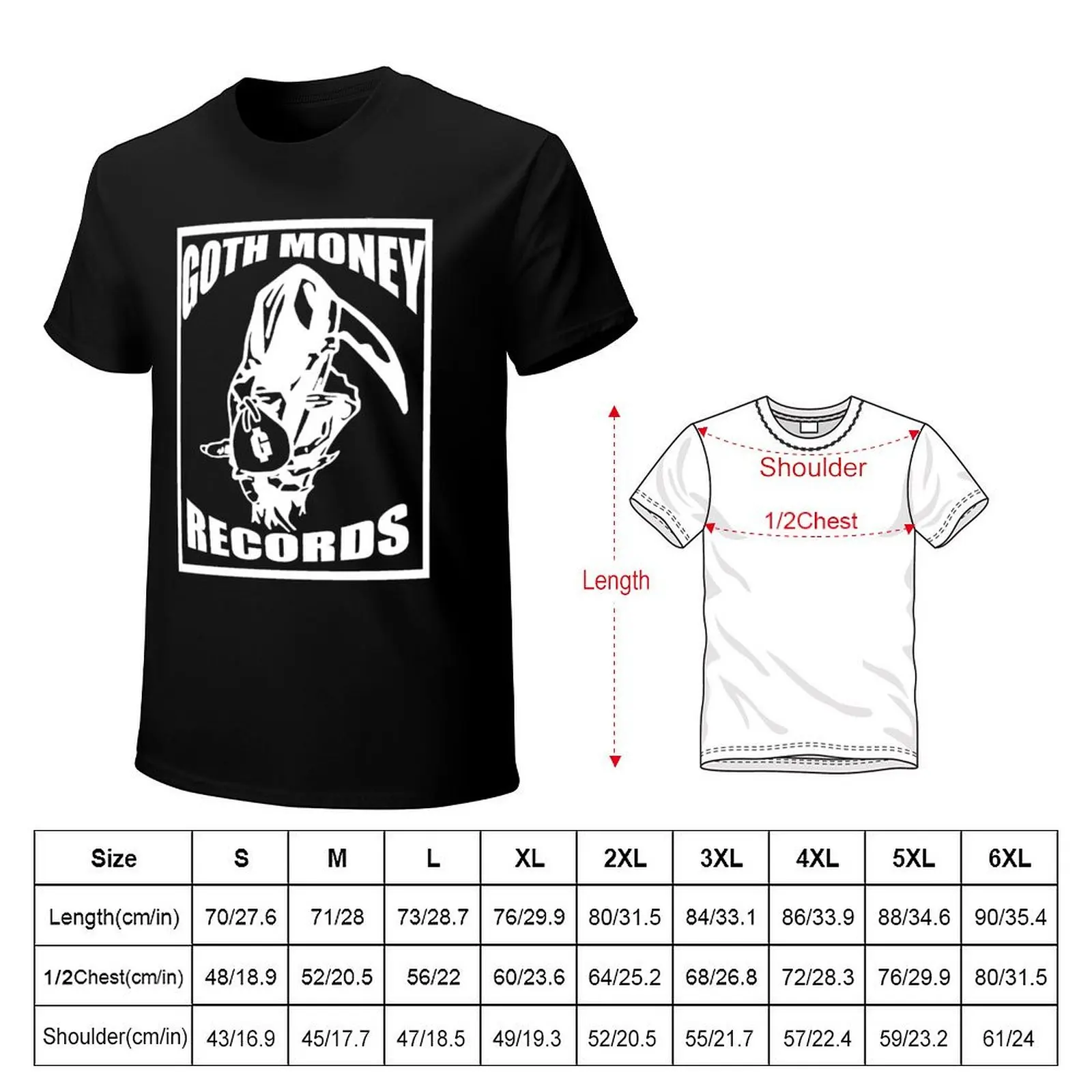 Goth money records grim reaper classic t shirt T-Shirt customs plus size tops rapper graphic tees heavy weight t shirts for men