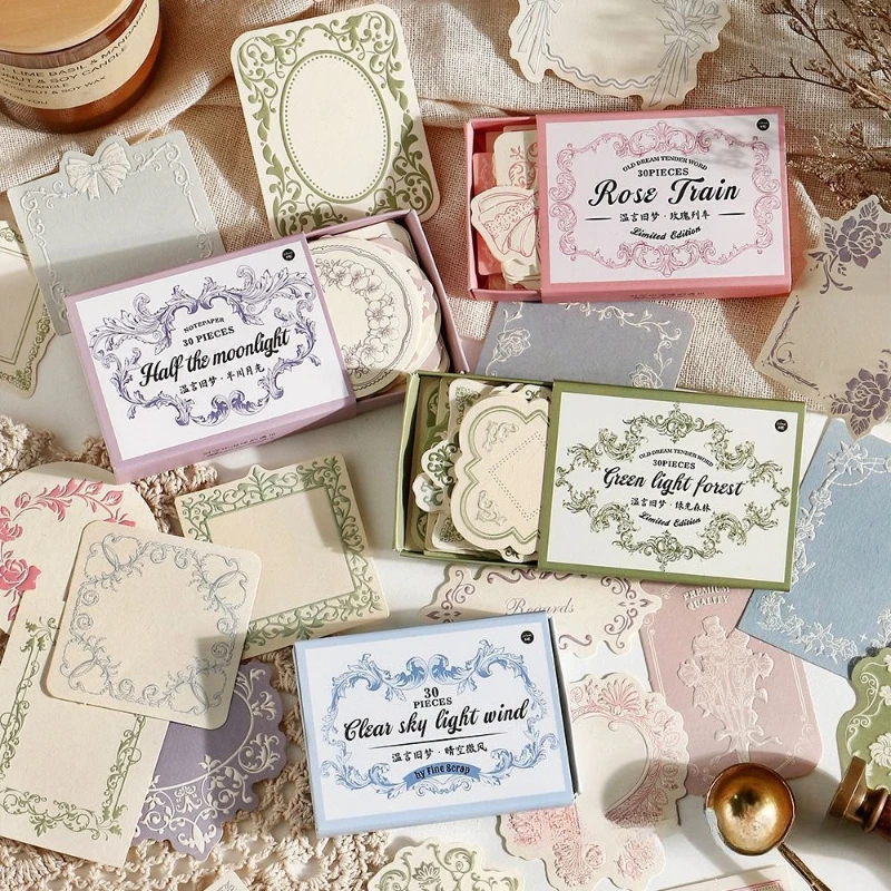 Old Dream Series Letterpress Note Paper Salt Lace Frame Hand Account Material Paper Four Optional Rose Trains