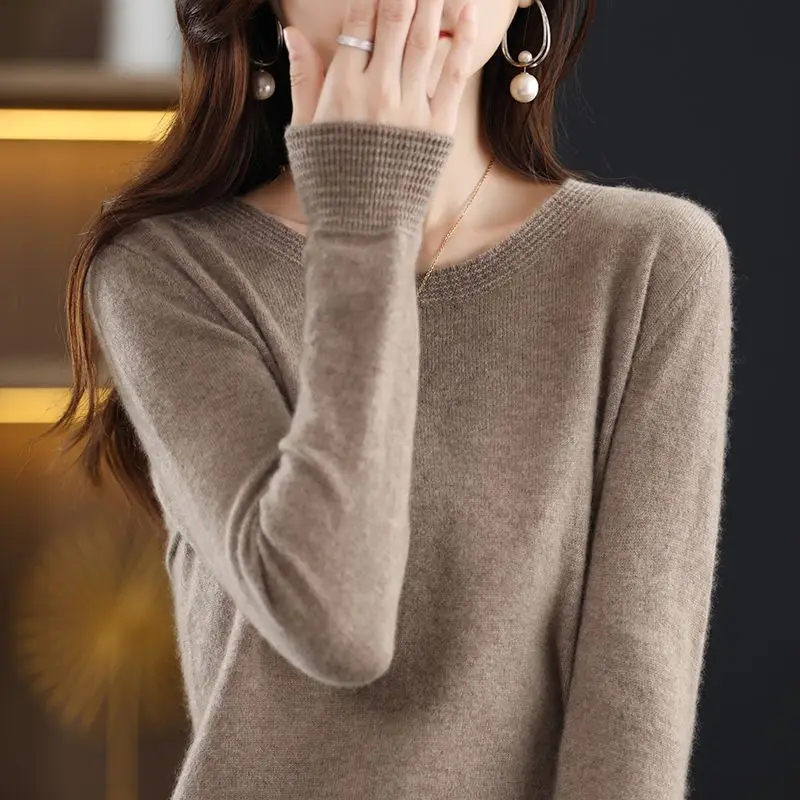 

Autumn Winter New Knitting Sweater Woman Warm Design O-Neck Pullover Casual Knitted Tops Cashmere Female Sweater Ladies W15