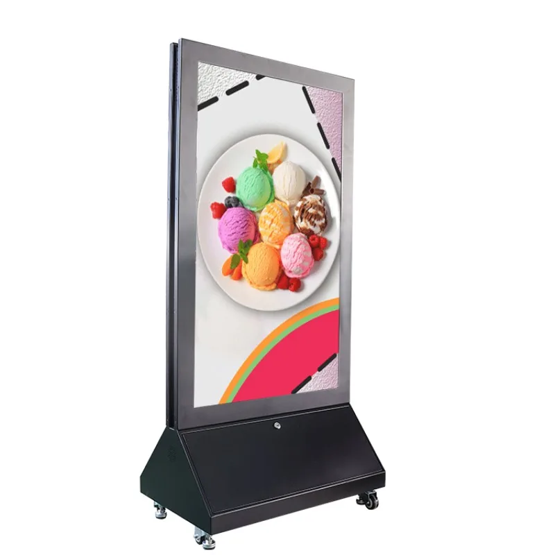 43 inch removable battery powered double-sided digital signage advertising display