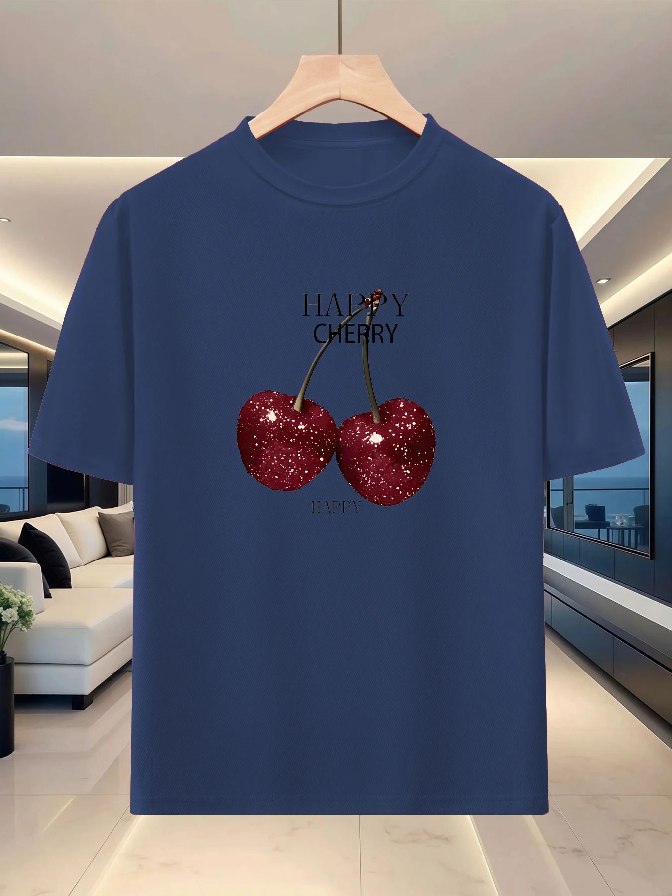 Gentle and atmospheric men's loose shoulder half sleeved travel personalized creative printed casual silhouette T-shirt