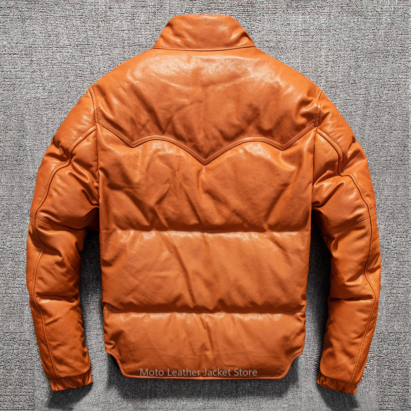 Men's First Layer Sheepskin Down Jacket Windproof Warm Short Slim Fit Fur Collar Genuine Leather Coat Plus Size Winter