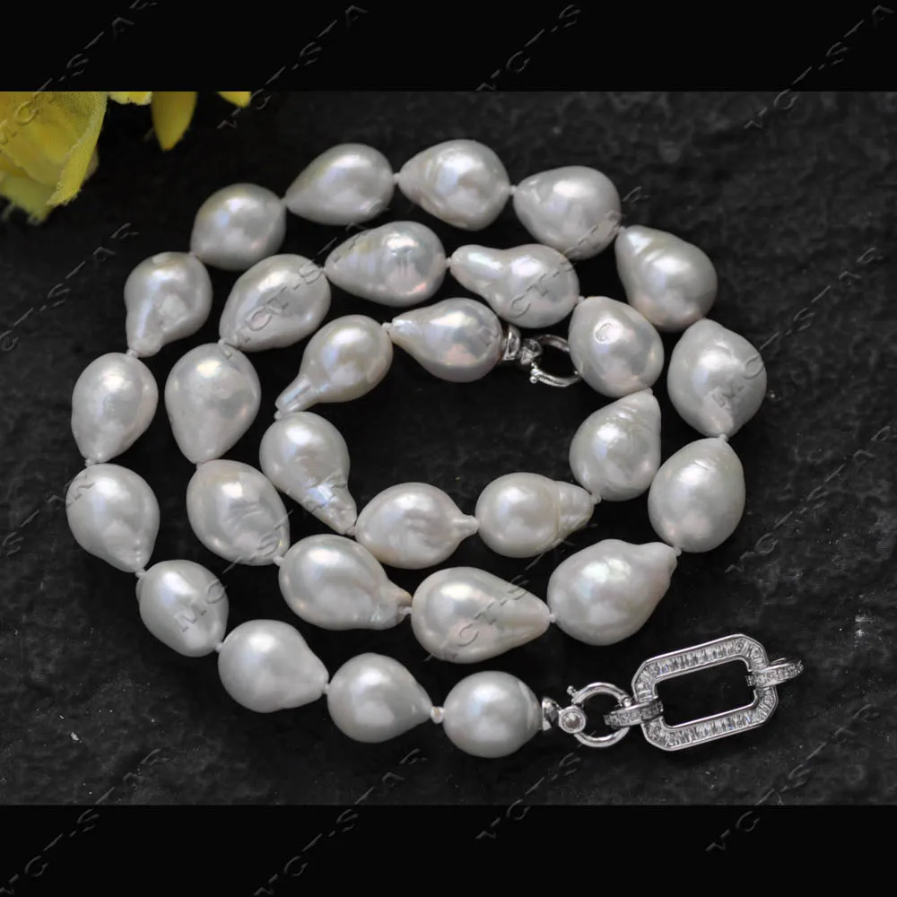 

Z14519 A+ Белое жемчужное ожерелье Edison KESHI с высоким блеском, 18 дюймов, 15 мм, в форме капли, с фианитами