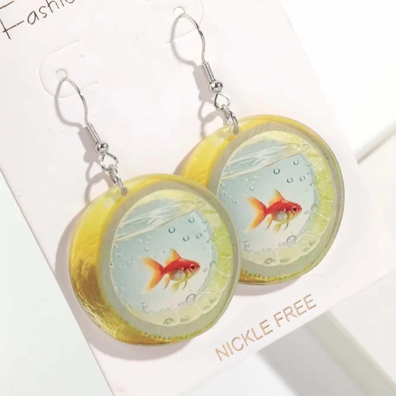 

Fashion Acrylic Round Lemon fish Drop Earrings for Women Lovely Geometric Animals Carp Dangle Earring Creative Jewelry 2025 Gift