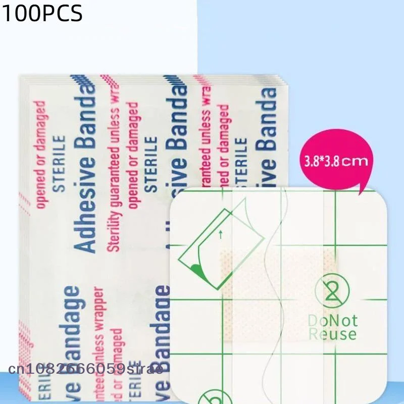 100 Pcs 38*38mm Transparent PU Waterproof Wound Plaster Band Aid Adhesive Bandage Protective Sticker For Outdoor Home First Aid