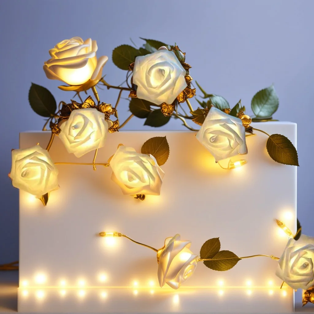 Dekorasi Festival Lentera Mawar Putih - 10LED untuk Pernikahan/Ulang Tahun/Hari Valentine