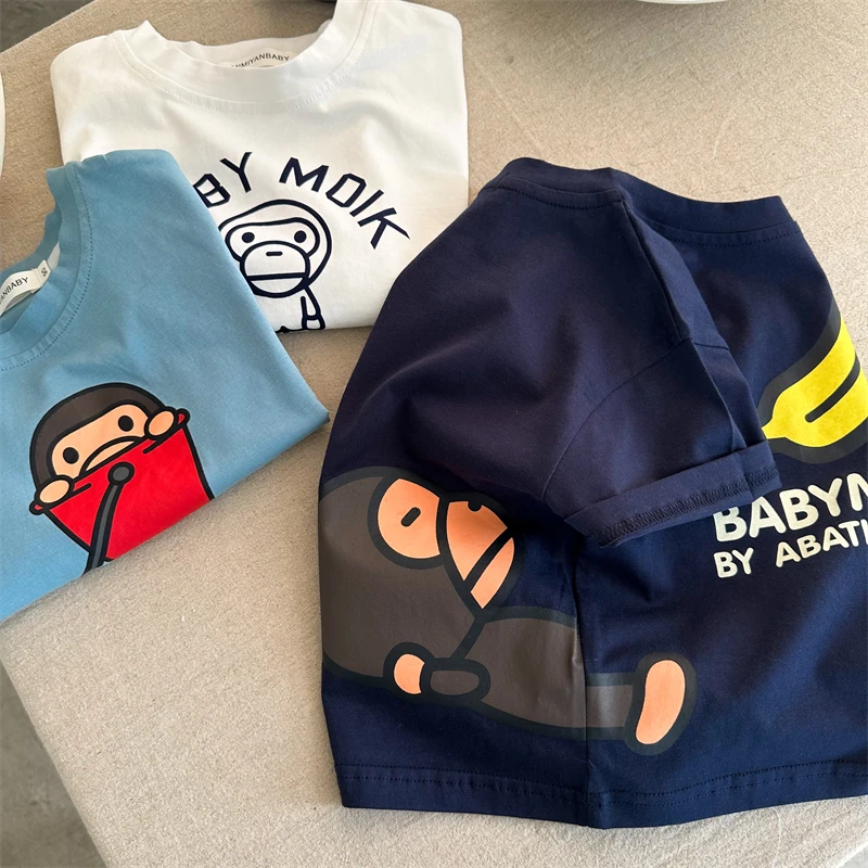2024 Summer Hot Sale Children Cartoon Pure Cotton T-shirt Fashion Printing Boys T Shirt Girls Tops Tees Cartoon Kids Clothes