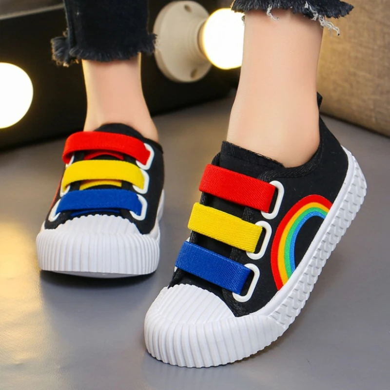 2024 New Boys and Girls Canvas Fashion Hook Children\'s Casual Shoes Soft Bottom Toddler Walking Shoes Anti-slip School Shoes