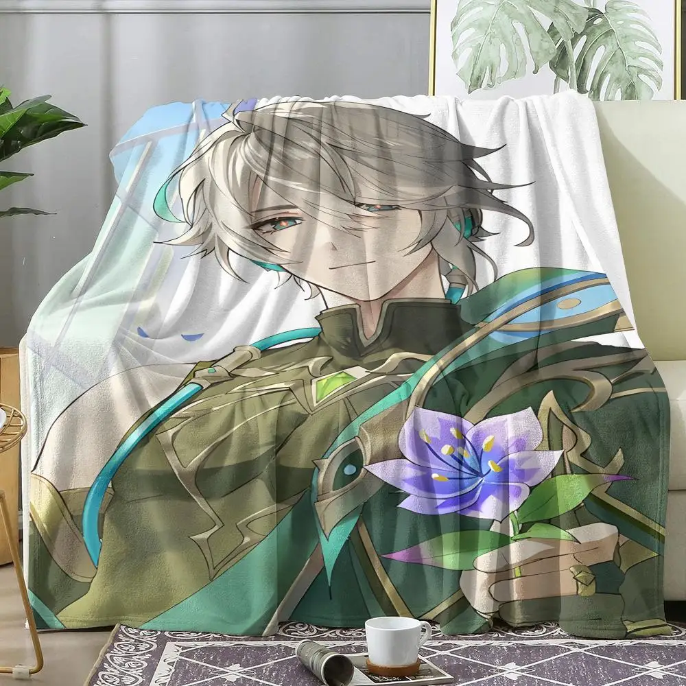 Game Alhaitham Genshin Impact Throw Flannel AC Blanket Lightweight Summer Nap Throw Cozy Blanket for Sofa Bed Travel Home
