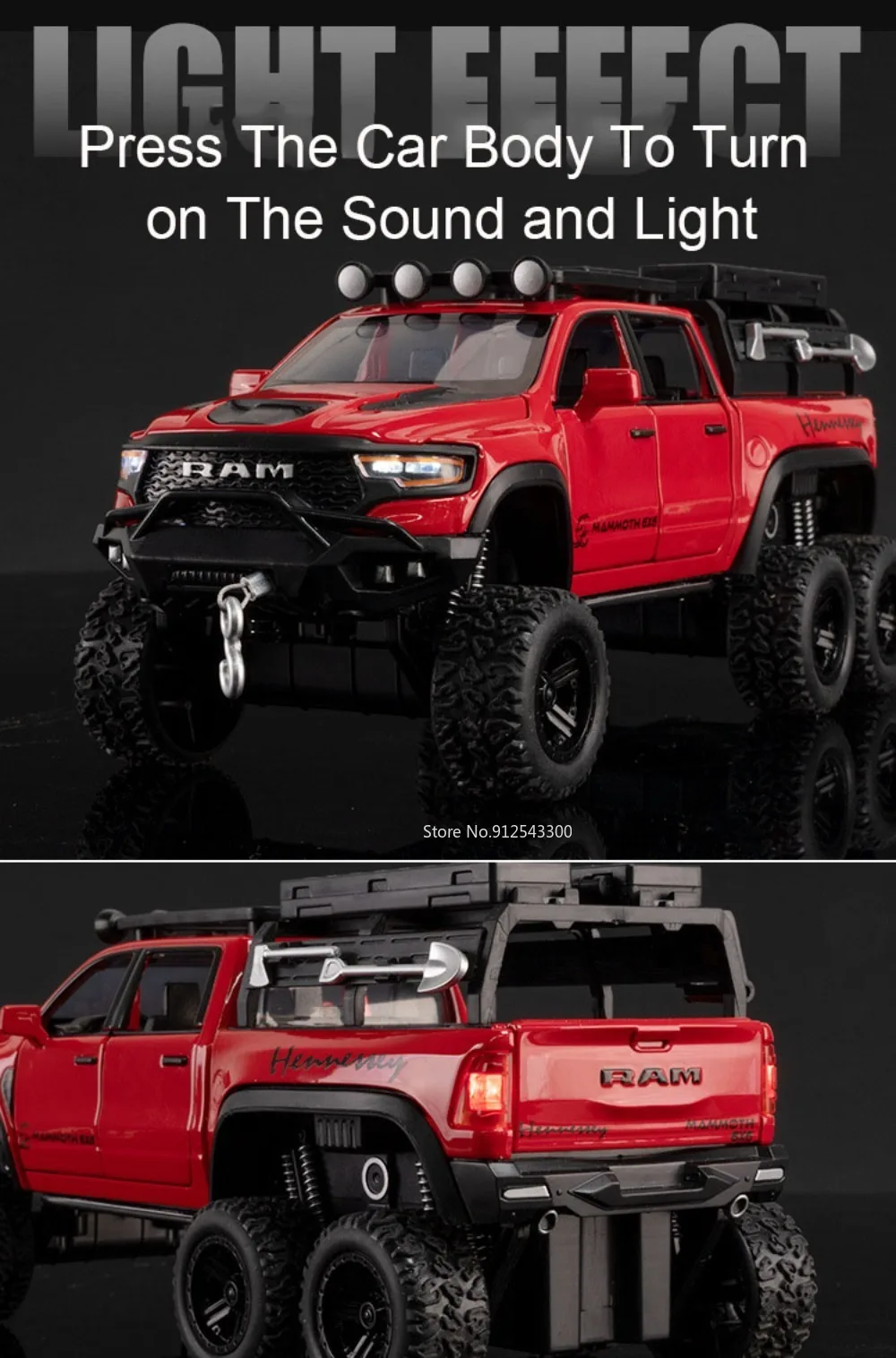 1:32 Mammoth Raptor F150 Legierung Modell Auto Spielzeug Sound Licht Diecast Metall Zurückziehen Off-road Pickup Modelle Sammlung Kinder geschenke – Detail 6