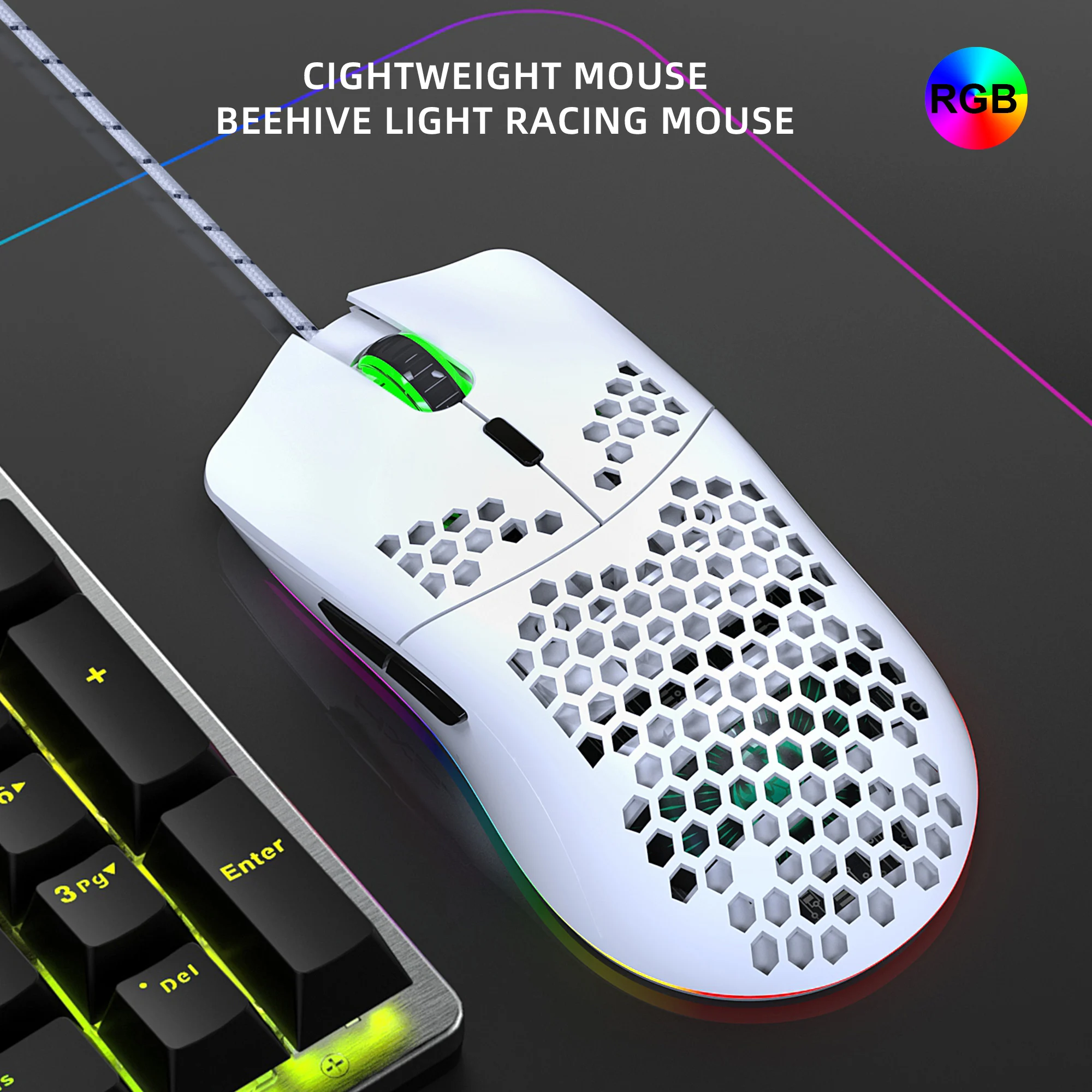 Imagem -05 - Hxsj Lightpeso Honeycomb Wired Mouse Combos de Teclado Rgb Backlit Sensação Mecânica Gaming Conjunto para Laptop Boa Qualidade