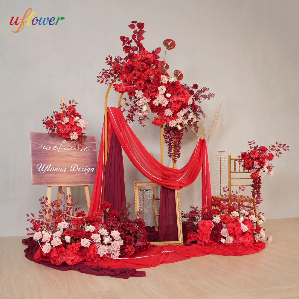 

Rose Artificial Flower Set Wedding Arch Backdrop Decor Hanging Floral Arrangement Banquet Table Centerpiece Stage Party Prop