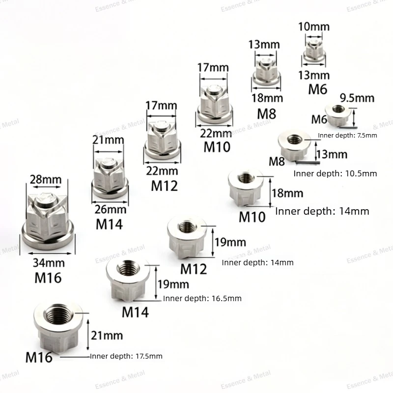 1PCS Titanium Alloy Star Nut Closed End Nut M6 M8 M10 M12 M14M16 Front and Rear Axle Exhaust Pipe Nut Suitable for Honda/XMAX300