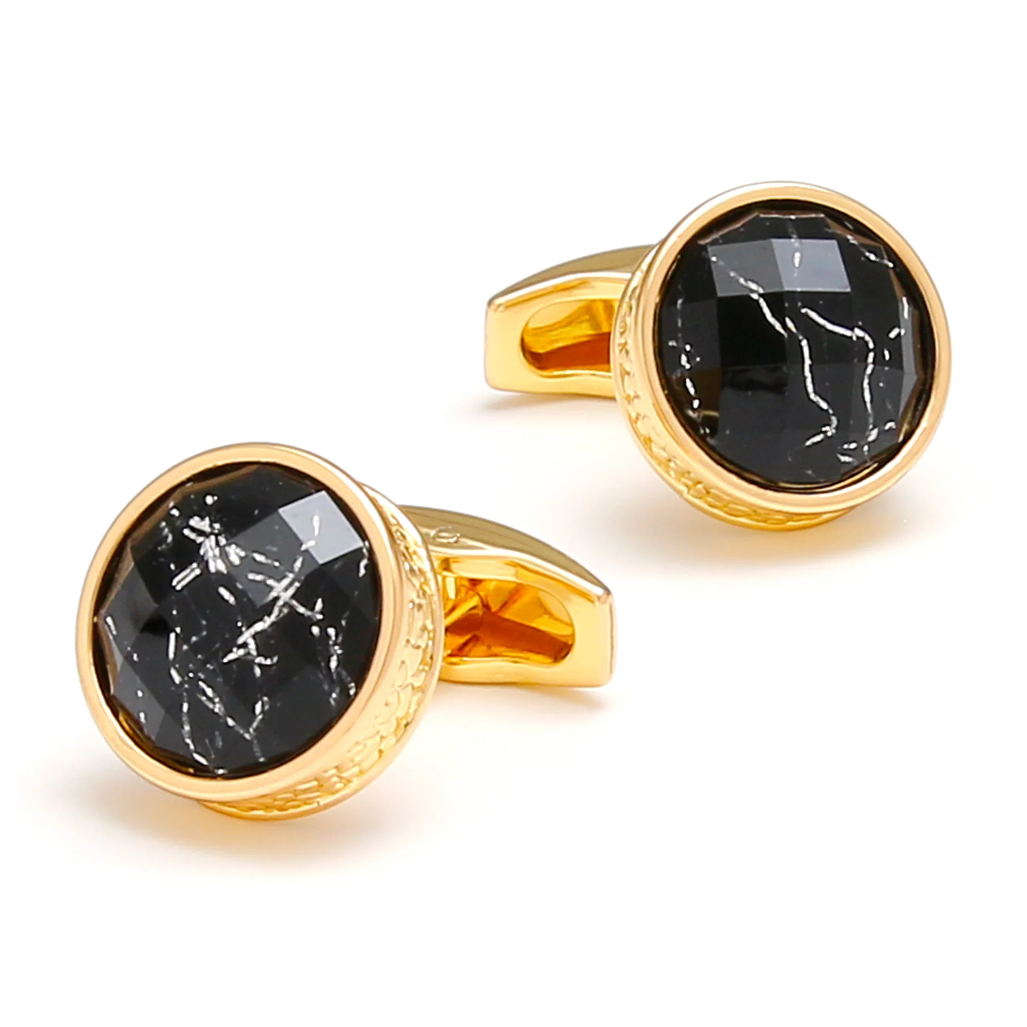 TOMYE Cufflinks for Men, Fashion Marble Round Casual Dress Shirt Cuff Links, Gift Jewelry for Dad Groom Husband