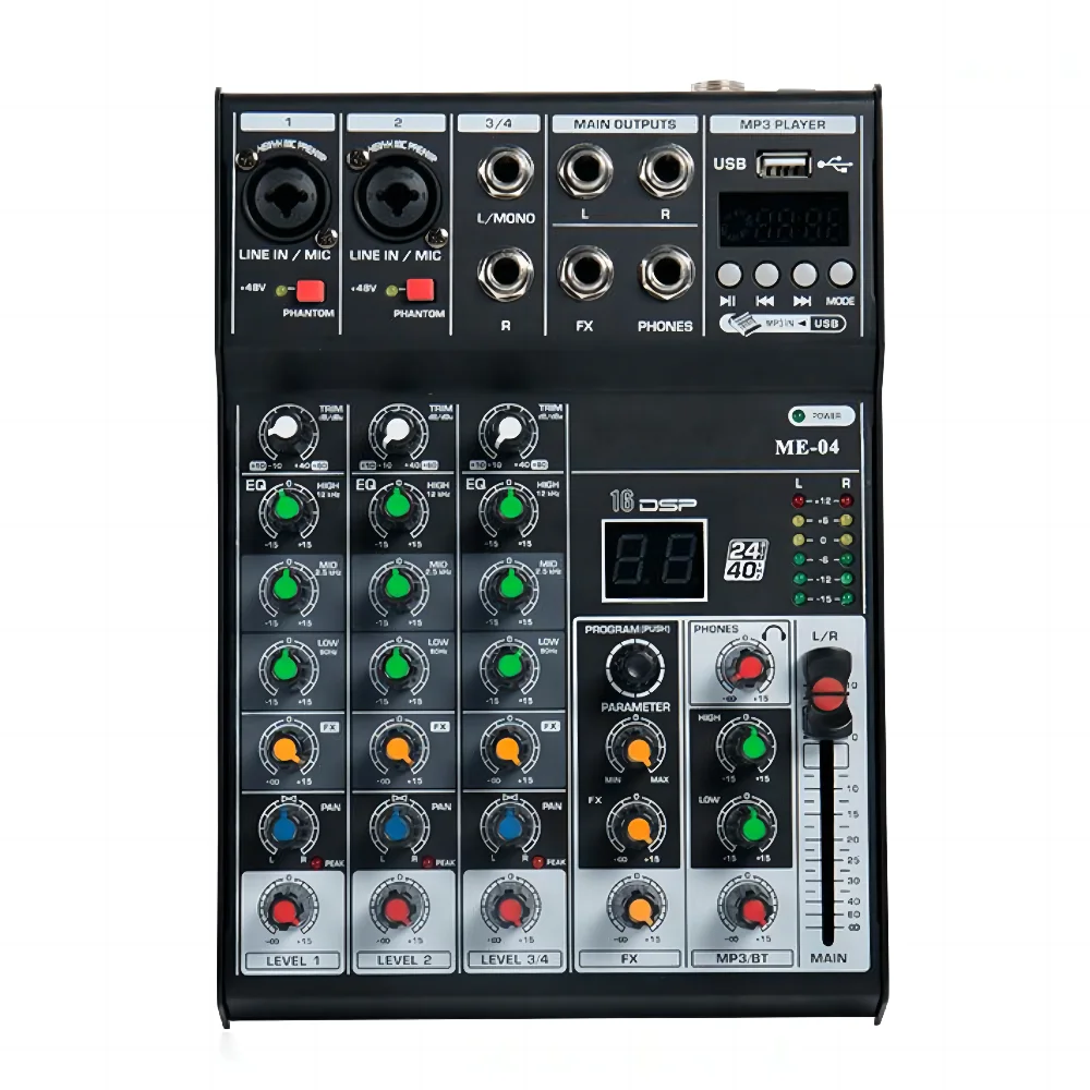 Professional 4 Channel Mini Mixer With Reverb DSP Effects Portable for DJ Control and Instrument Audio Mixing Hot Sale