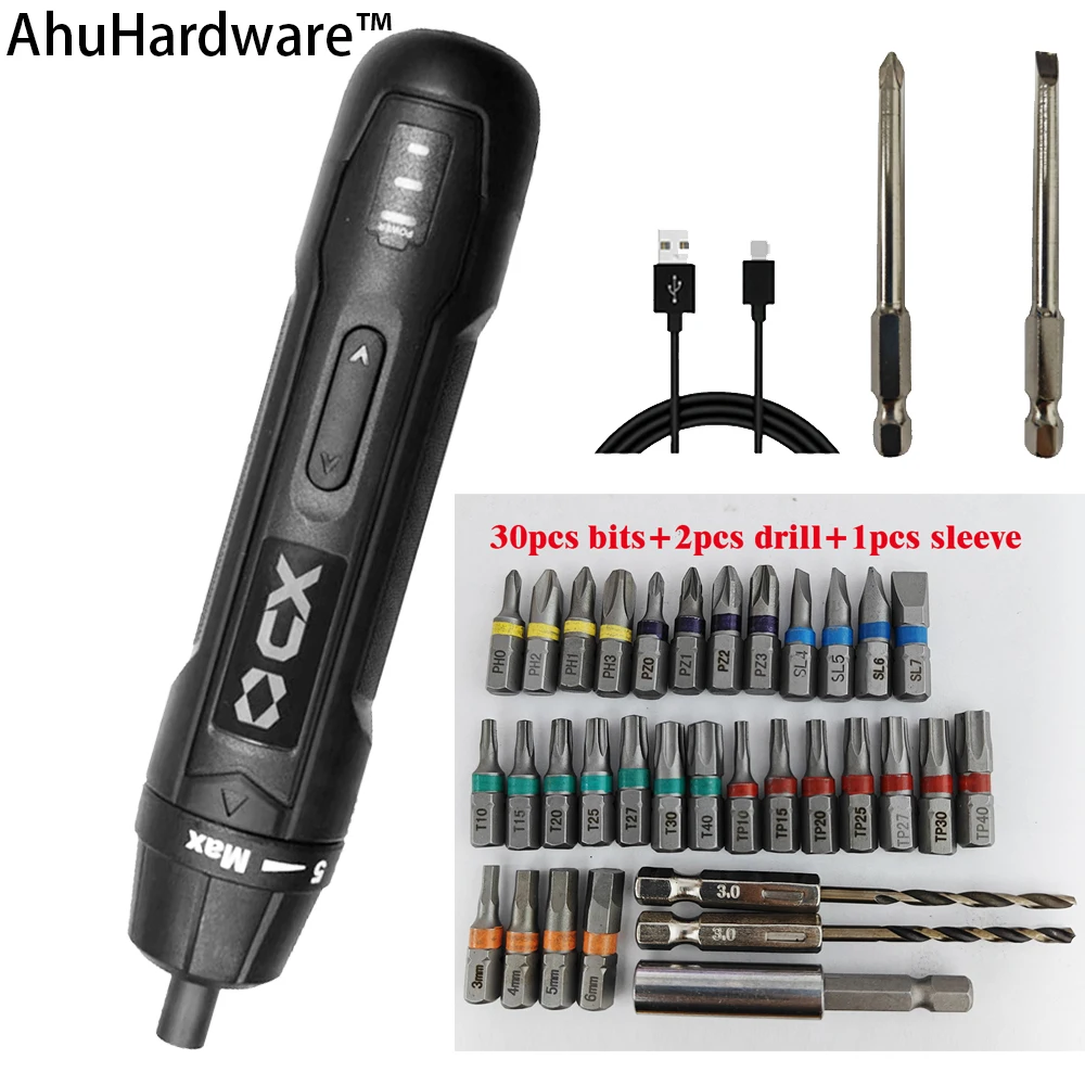 AhuHardware Cordless Compact Smart Screwdriver Mini Press Type Screwdriver Rechargeable Set 3.6V Multifunctional Hand Drill