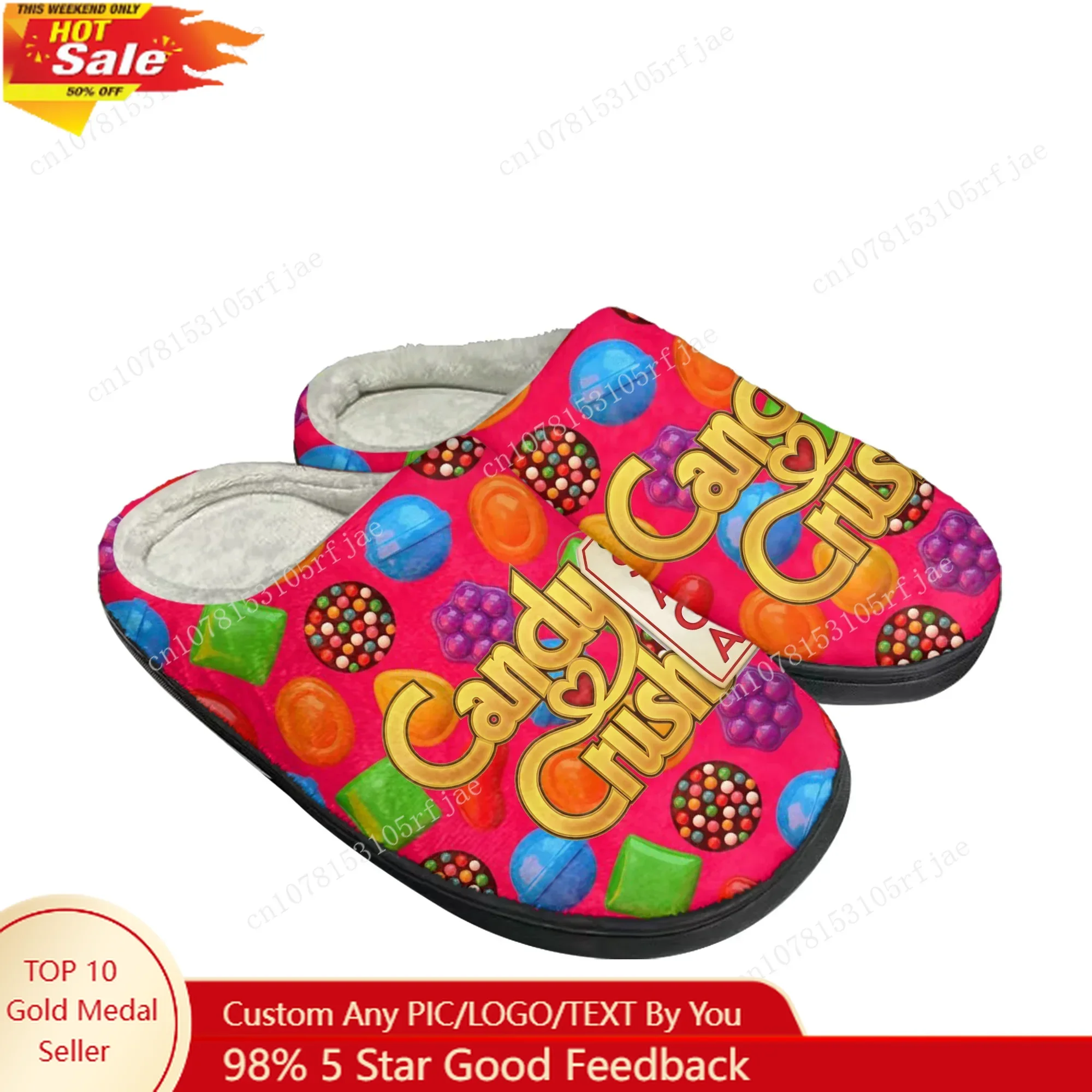

Candy Crush Saga Home Cotton Slippers Cartoon Game Mens Womens Plush Bedroom Casual Fashion Keep Warm Shoes Tailor Made Slipper