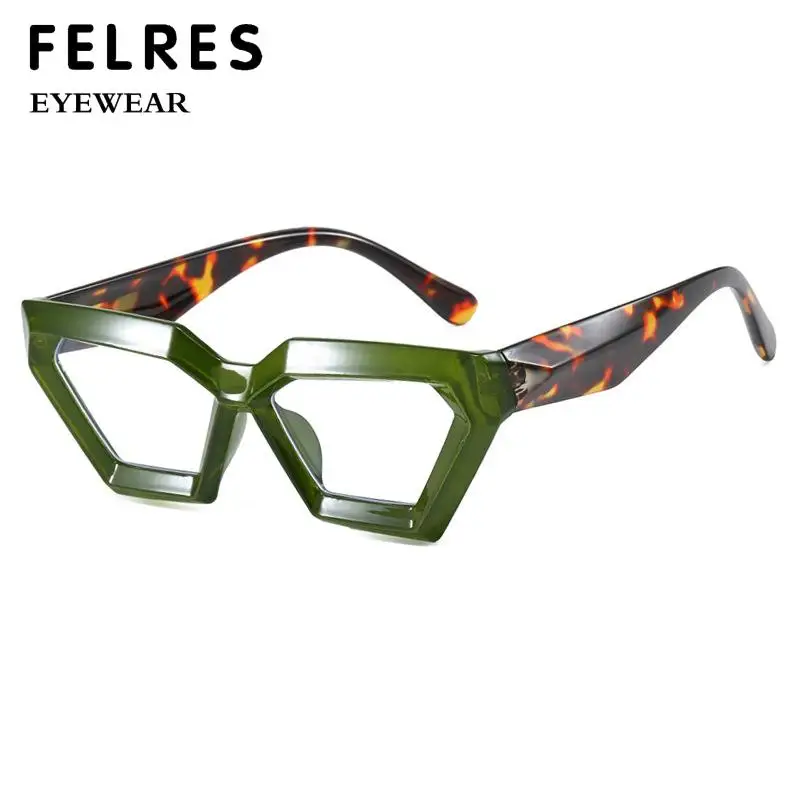 Women Simple Rhombus Anti Blue Light Myopia Glasses Thick Frame Trendy Cat Eye Prescription Glasses Leisure Fashion Eyeglasses