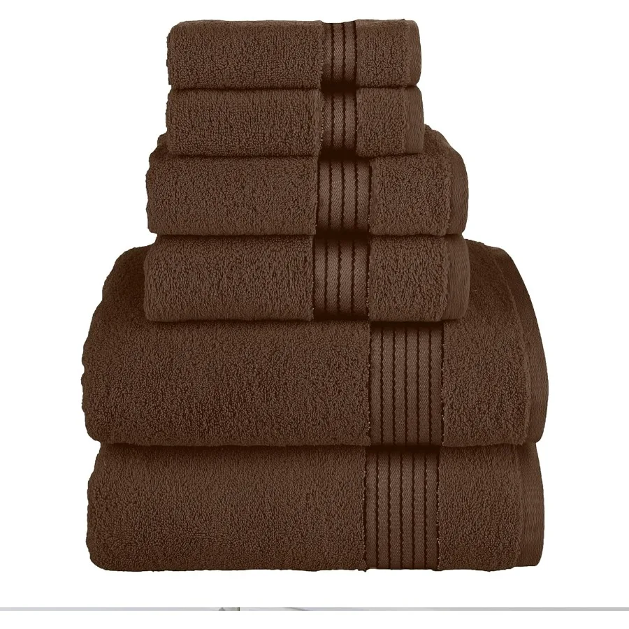

Premium 6Piece Bath Towel Set with 2 Washcloths 2 Hand Towels and 2 Bath Towels in 100 Turkish Cotton Highly Absorbent UltraSof