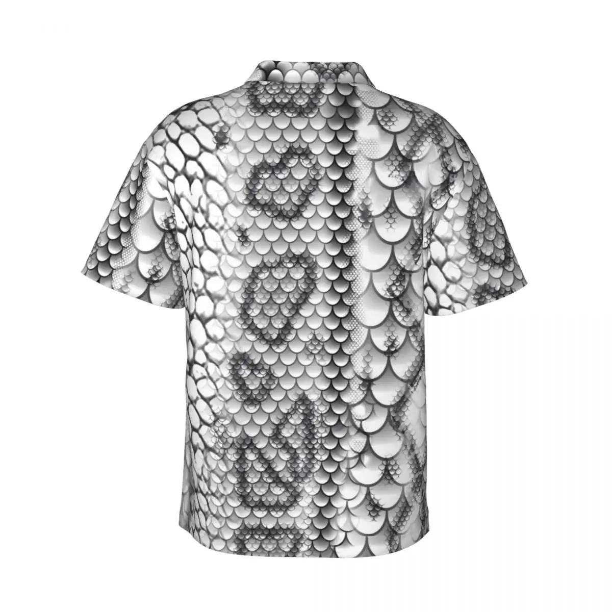 White And Grey Snake Skin Print Beach Shirt Hawaiian Casual Shirts Male Retro Blouses Short Sleeve Harajuku Custom DIY Top