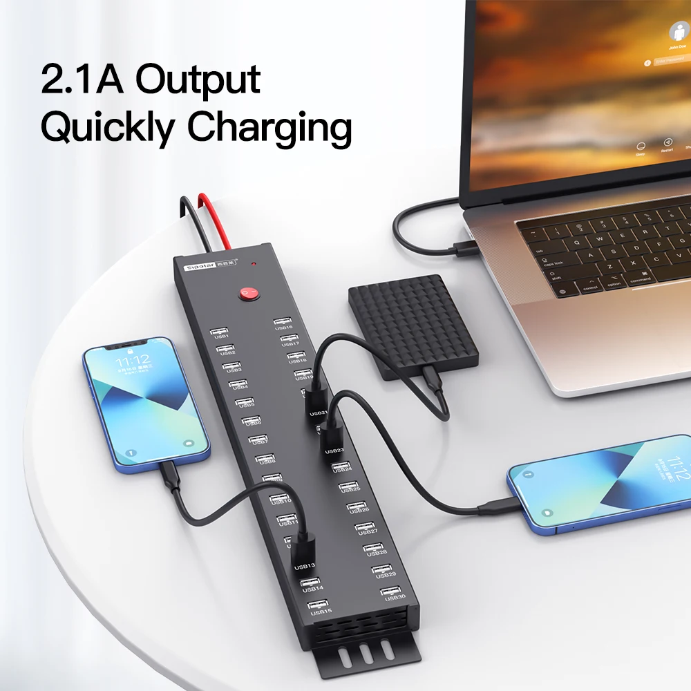 SIPOLAR A-812 Multi Port USB Charging Station 30 Ports High Power USB Hub for Phone Repair Shop School Office