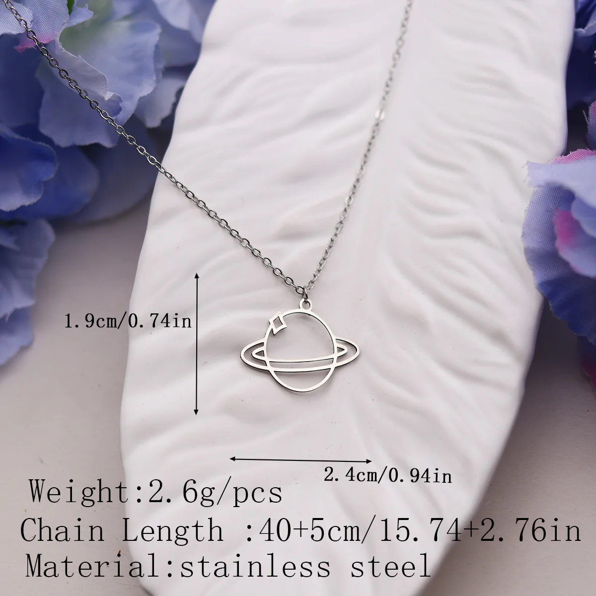 Kinitial Planet Pendant Necklace Saturn Star Charm Stainless Steel Necklaces Chain Fashion Jewelry Gifts For Mother's Day Women
