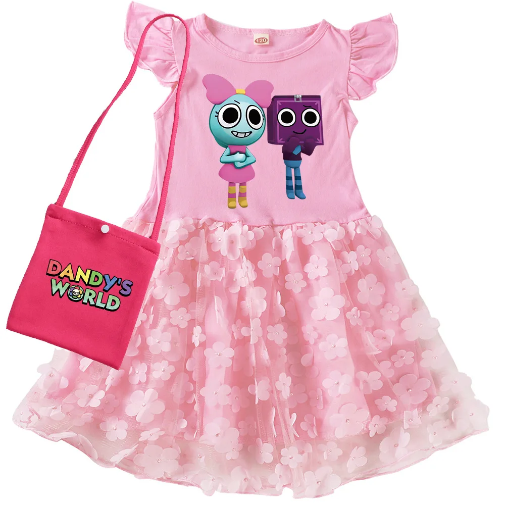 

Dandy's World Clothes Kids Game Dandys World Dress Baby Girl Evening Casual Dresses & Bag Children Short Sleeve Princess Vestido