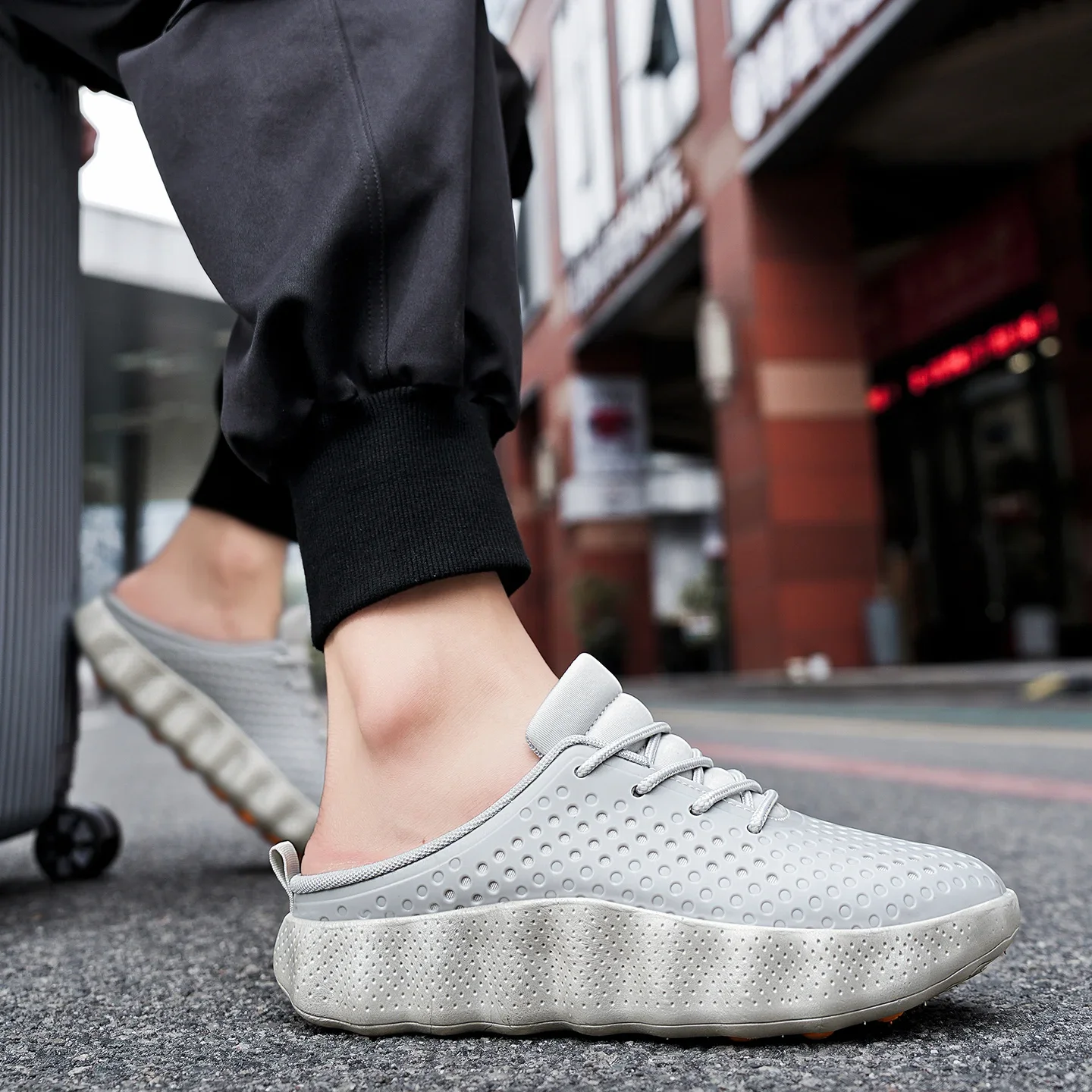Unisex LargeSize Backless Closed Toe Mules Summer, Soft Sole Non-slip Durable Sports Casual Outdoor Slippers