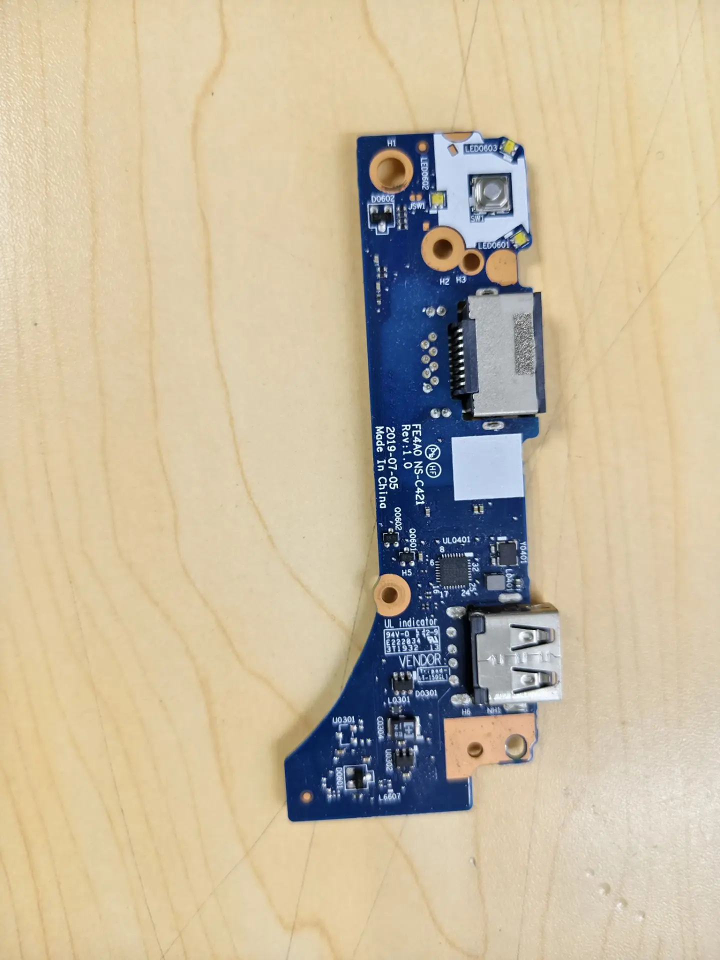 Used Switch Board for Lenovo ThinkPad E14 Network Card Board USB Small Board 5C50S73034 NS-C421 High Quality 100% Tested