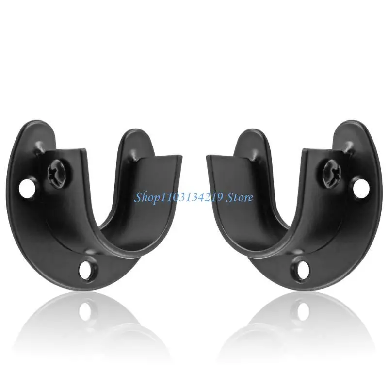 N5KC 2pcs Steel Curtain Rod Supports Rod Brackets Simple Installation for Closet Use