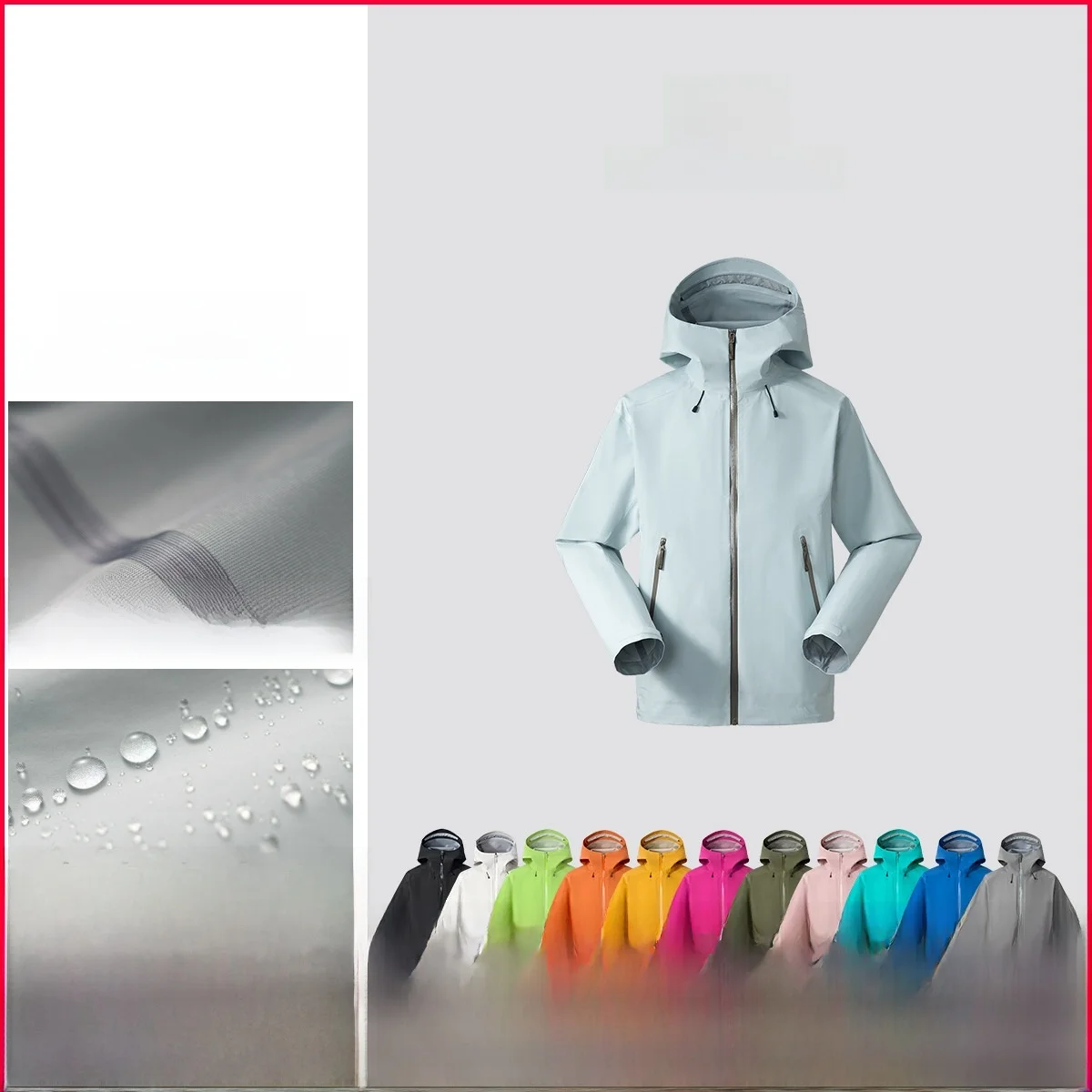 

Outdoor Tee-Proof Fabric Fce-Lined Hooded Jaet Men's Women's Spring Youth Stand Fit Long Sve Regular Length