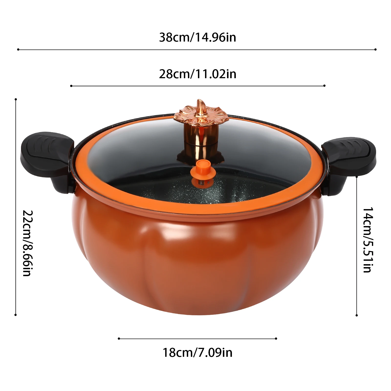 8L Orange Pumpkin-Shaped Micro Pressure Cooker | Refined Iron, Maifan Stone Non-Stick Coating