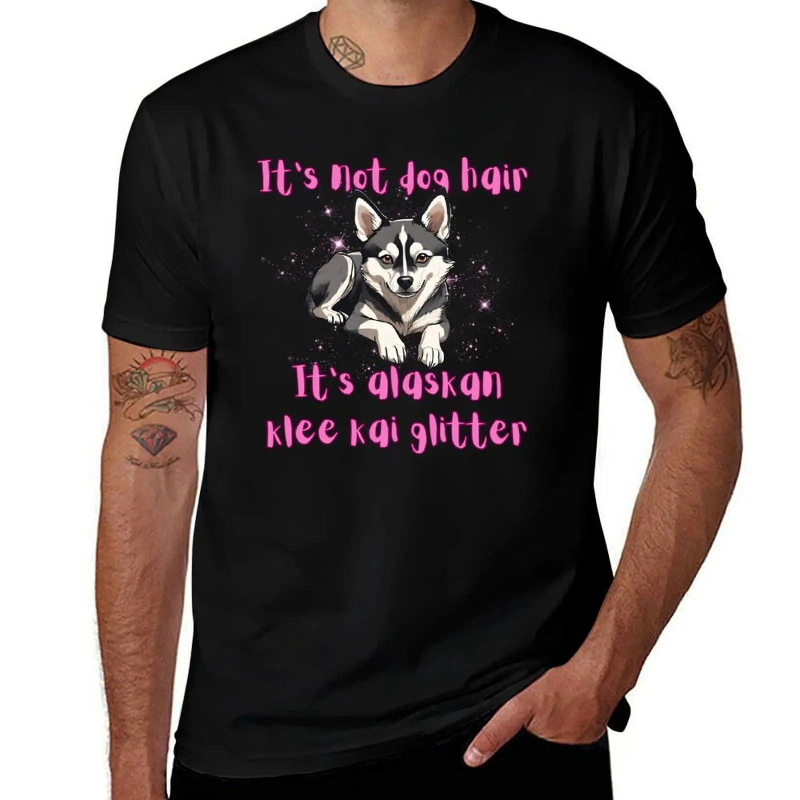 Alaskan Klee Kai Dog It's Not Dog Hair It's Alaskan Klee Kai Glitter T-Shirt t shirts for man cotton soft T-Shirt
