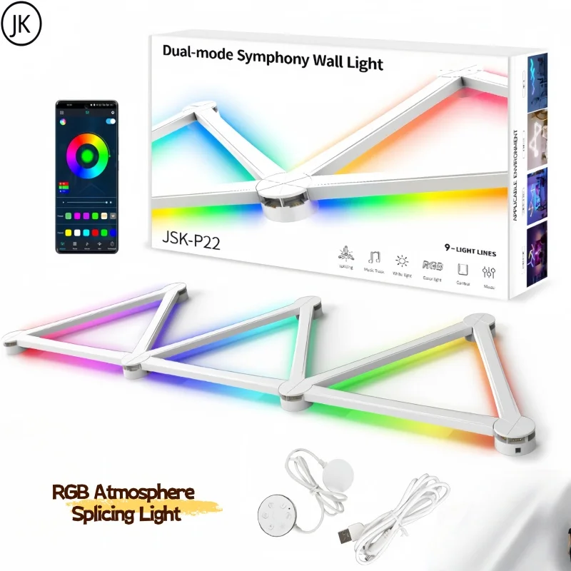 New Free Splicing DIY RGB Colorful Atmosphere Light WIFI Bluetooth Dual Mode LED Sound Control Decorative Splicing Light