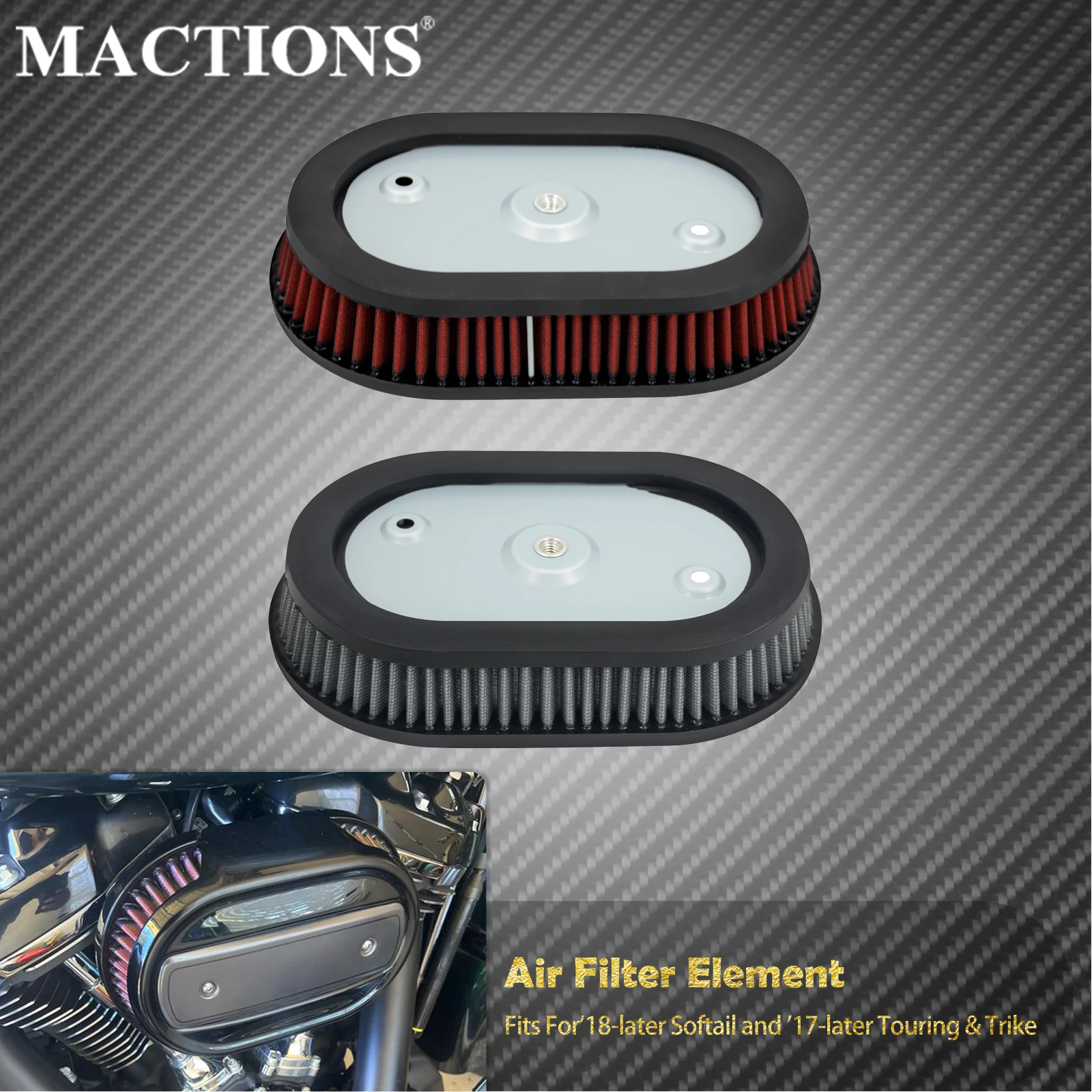 

Motorcycle Air Filter Element Inner Air Cleaner Replacement For Harley Softail Breakout Fat Boy 114 2018-Up Touring FLHX 2017-25