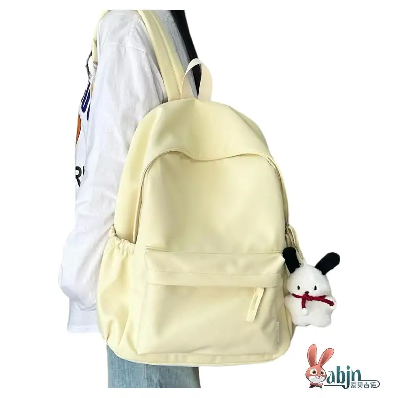 Unisex High School Student Backpack Japanese Style Color Leisure Dual Shoulder Bag Soft Polyester Material Waterproof School Bag