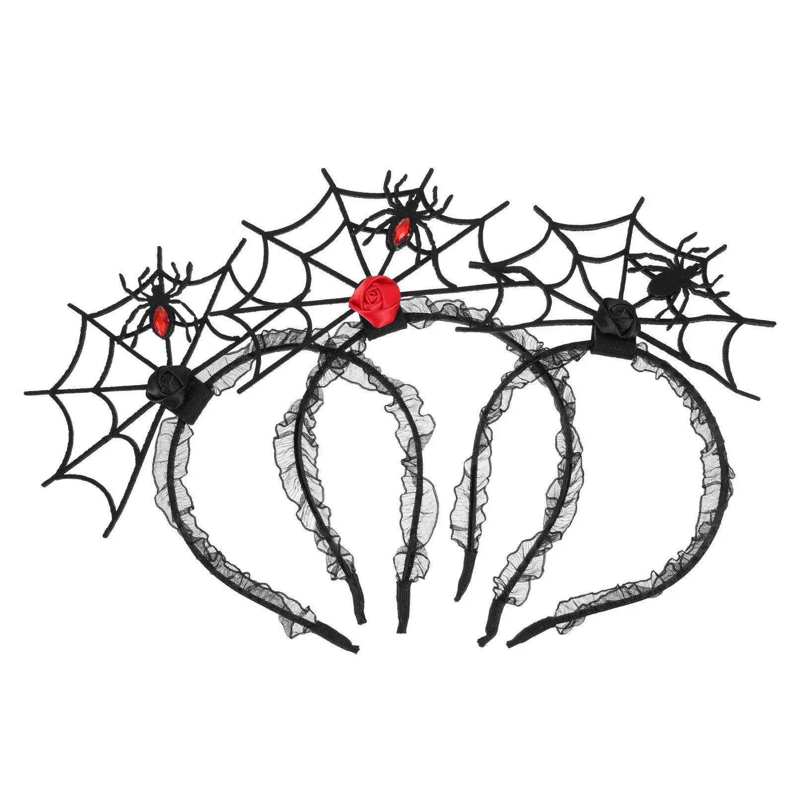 

3Pcs Halloween Lace Spiderweb Headbands Stylish Cosplay Hair Hoops Party Costume Accessories Festival Hairbands Decorative