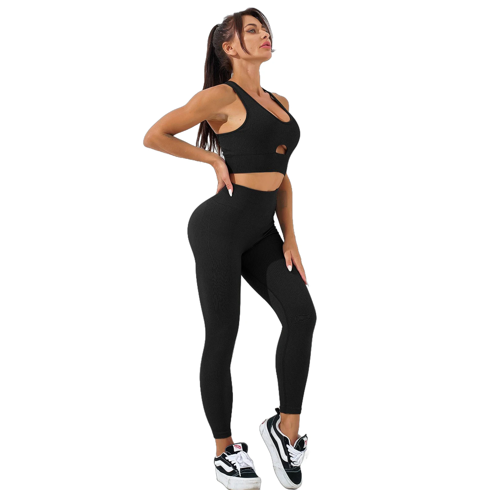 

Women's Yoga Outfits 2 Piece High Waisted Leggings with Sports Bra Gym Clothes Sets Leggings Active Set