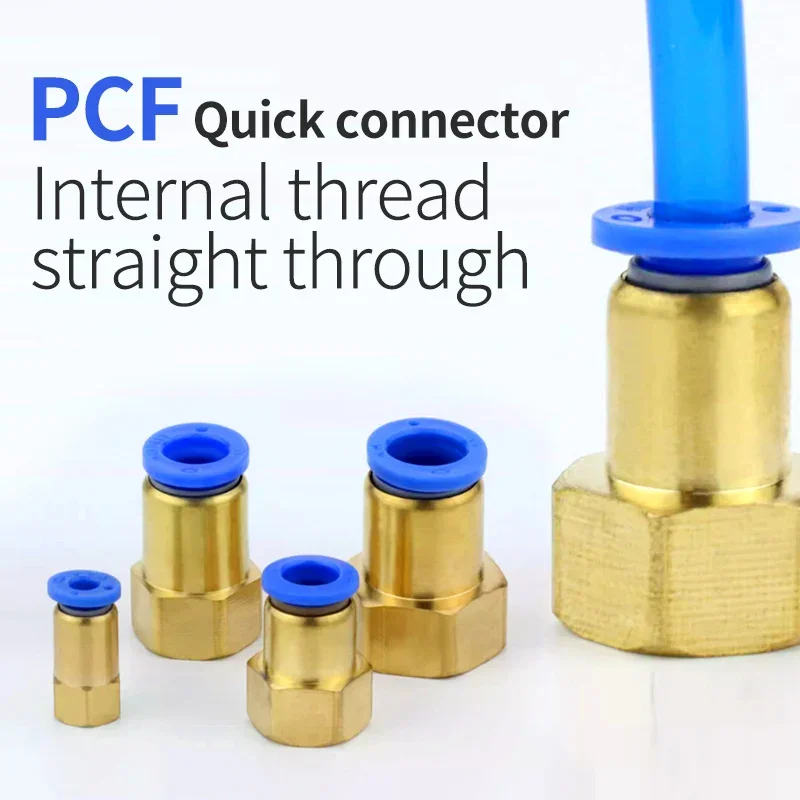 

Pneumatic Quick Connector Air Fitting PCF For 4 6 8 10 12mm Hose Tube Pipe To 1/8" 3/8" 1/2" 1/4" BSP Female Thread Brass