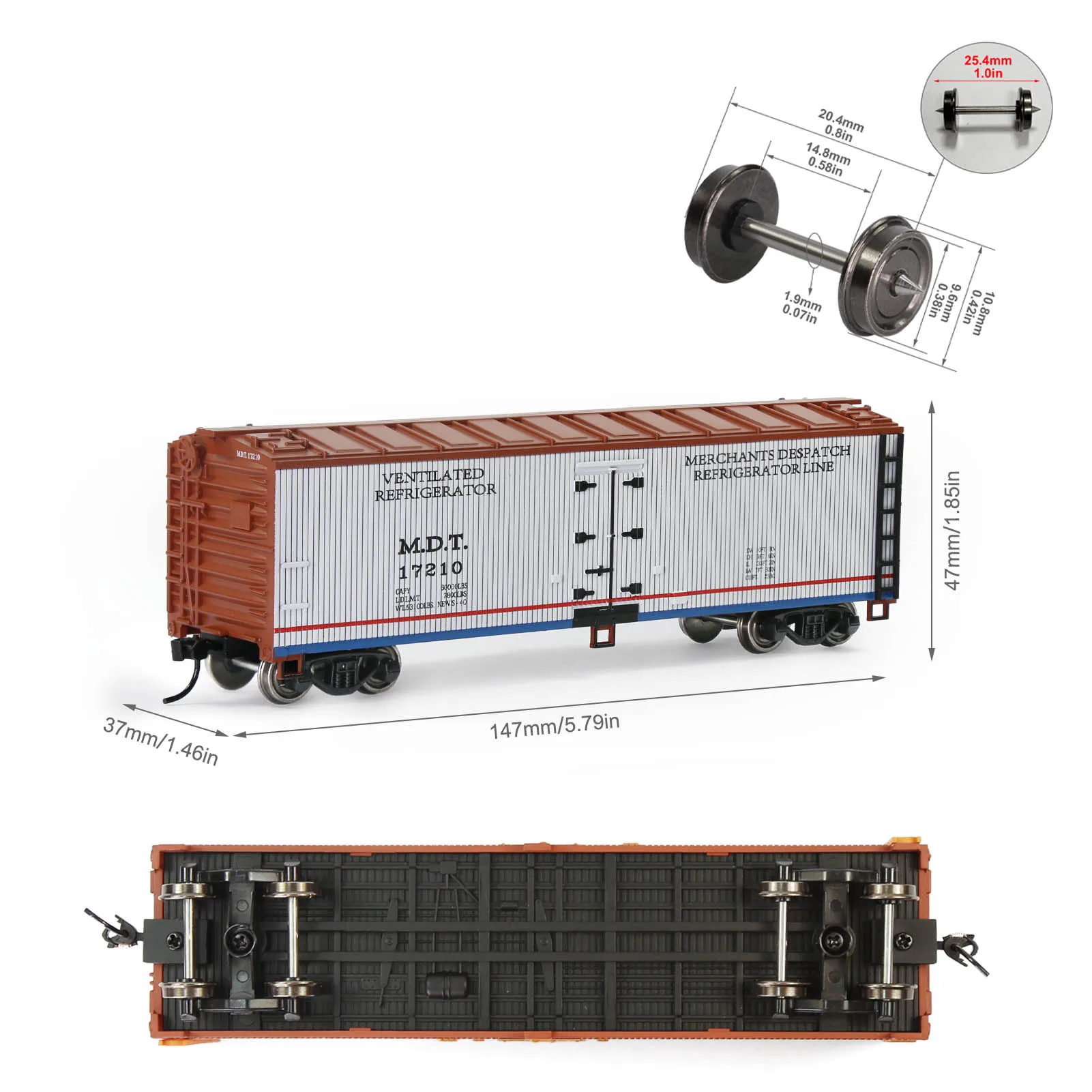 Evemodel Train 1 Unit HO Scale 40ft Wood-side Reefer White M.D.T 40\' Rolling Stock C8747